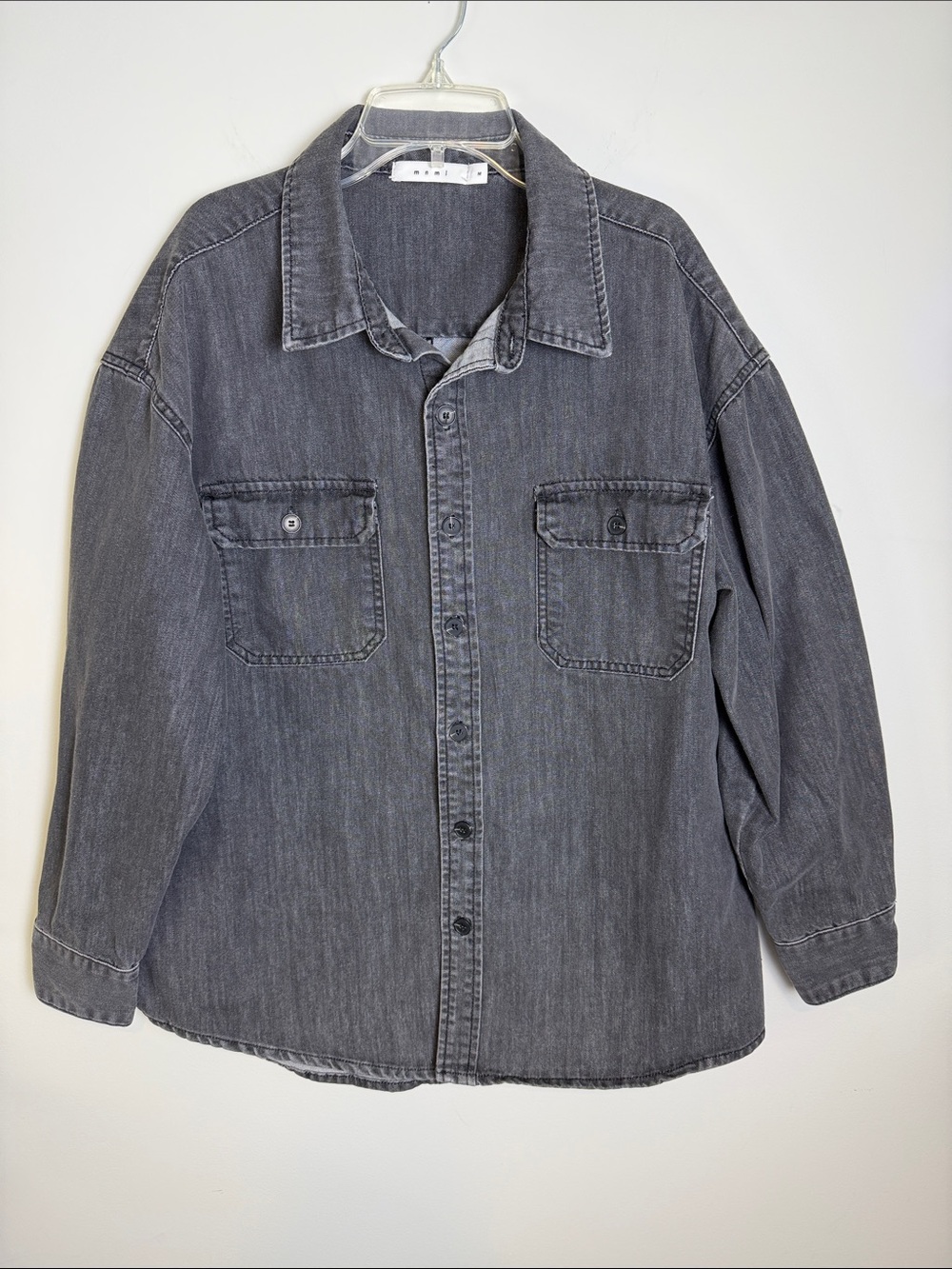MNML Men's Denim Workwear Shirt Jacket Shacket, Gray / Black | Sz M